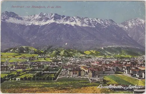 Innsbruck Panorama mit Brandjoch, Frau Hitt Ansichtskarte 1916