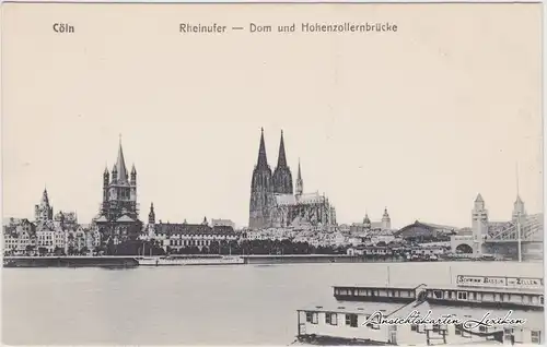 Köln Blick auf die Stadt mit Flussbadeanstalt