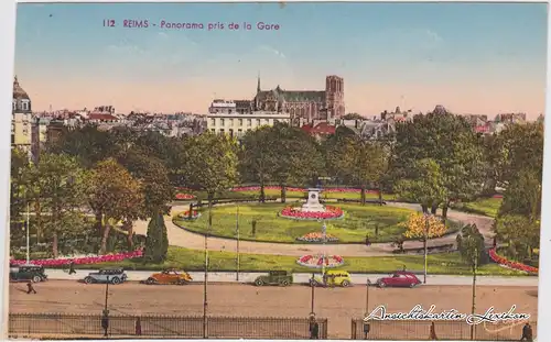 Reims Panorama vor der Station CPA Ansichtskarte c1920