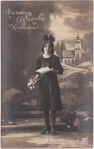  Die besten Wünsche zur Konfirmation Ansichtskarte Mädchen 1918
