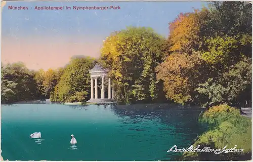 München Apollotempel im Nymphenburger-Park Ansichtskarte c1915