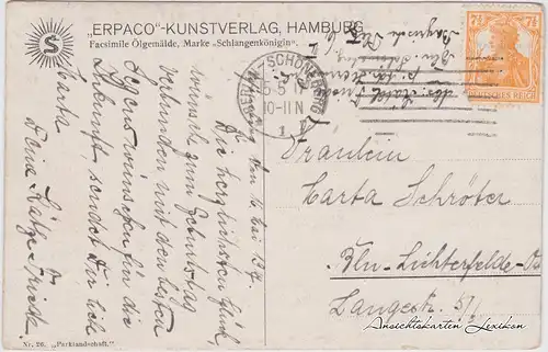  Facsimile Ölgemälde, Marke "Schlangenkönigin" Künstler Ansichtskarte 1917