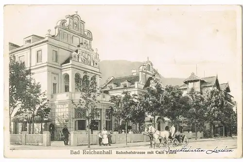 Bad Reichenhall Bahnhofstraße mit Cafe Flora - Kutsche