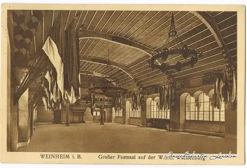 Weinheim (Bergstraße) Wachenburg - geschmückter Festasaal