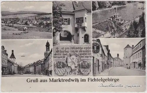 Marktredwitz Mehrbildkarte: Markt, Schwimmbad, Erker am Rathaus