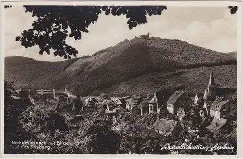 Neckarsteinach Panorama mit Blick auf den Dilsberg Ansichtskarte 1932