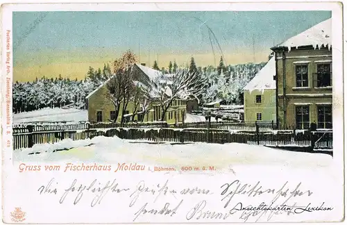 Moldau Fischerhaus im Winter