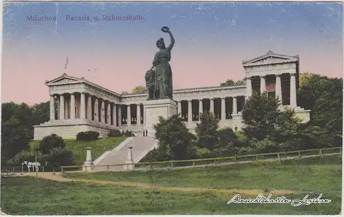 Ansichtskarte Ludwigsvorstadt München Bavaria und Ruhmeshalle 1915