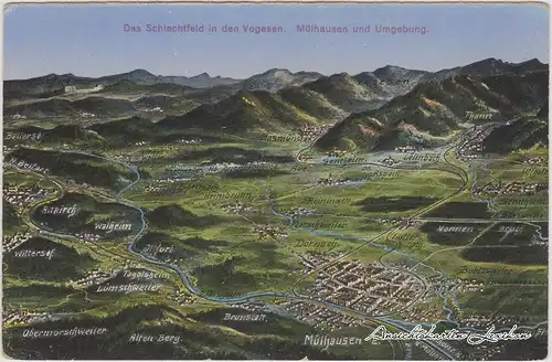 Mülhausen Das Schlachtfeld in den Vogesen (Landkarten-Panorama)