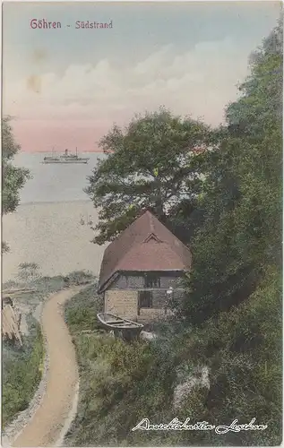 Göhren (Rügen) Fischerhaus, Strand und Dampfer