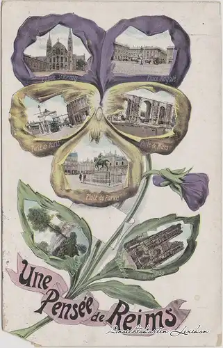 Reims Mehrbildkarte: Plätze (Blume)