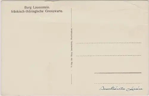 Lauenstein Ludwigsstadt Burg Lauenstein (fränkisch-thüringische Grenzwarte 1930