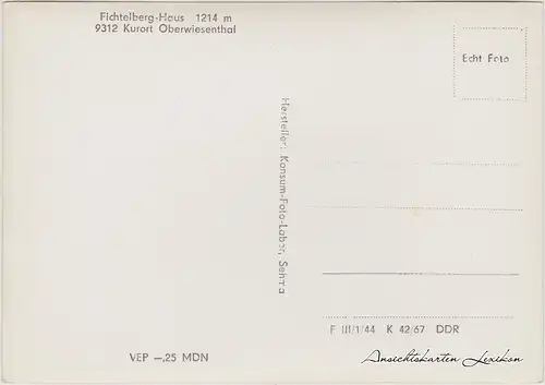 Oberwiesenthal Fichtelberg-Haus Erzgebirge Foto Ansichtskarte 1967