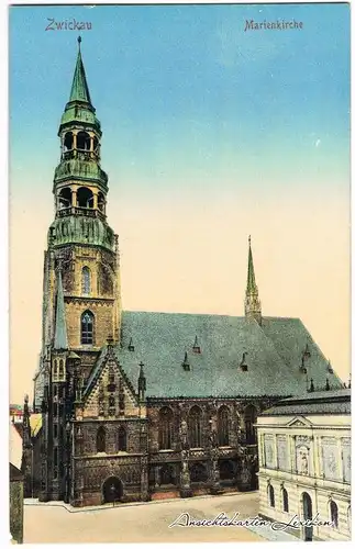 Zwickau Straßenpartie an der Marienkirche