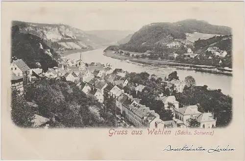 Wehlen Panorama Ansicht Ansichtskarte 1912