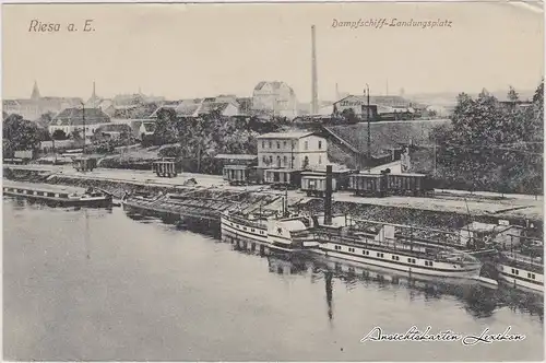 Gröba-Riesa Dampfschifflandeplatz und Fabrikanlagen