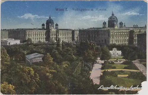 Wien Volksgarten mit Museen Ansichtskarte 1917