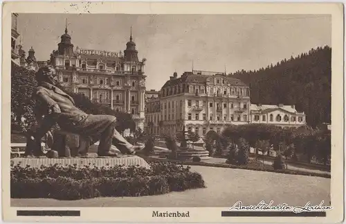 Marienbad Hotel Stern Mariánské Lázně  Ansichtskarte b Eger Cheb 1918