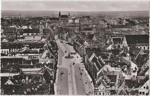 Augsburg Blick auf Straße und Stadt