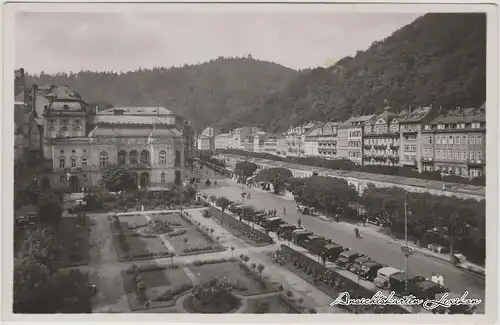 Karlsbad Blick gegen Stadttheater und alte Wiese