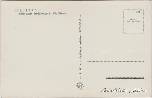 Karlsbad Blick gegen Stadttheater und alte Wiese