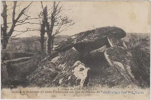 Augan Camp de Coëtquidan - Dolmen de Roherman, dit niche à Gabineau 1916