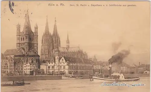 Köln Dom, Stapelhaus, Brücke und Dampfer