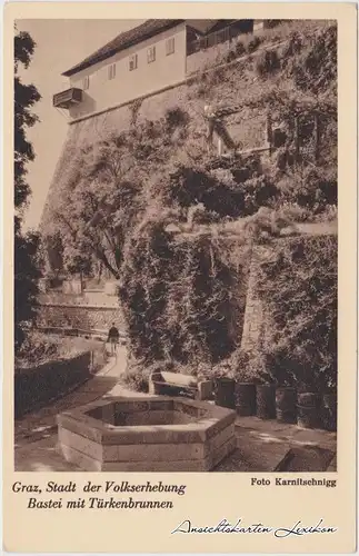 Graz Bastei mit Türkenbrunnen Ansichtskarte 1932