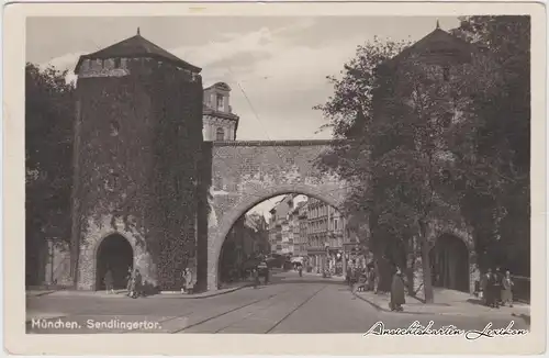 München Sendlingertor - Blick in die Straße Ansichtskarte 1928