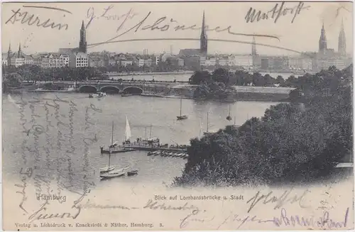 Hamburg Blick auf Lombardsbrücke und Stadt