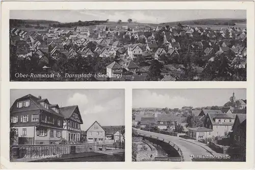 Ober-Ramstadt 3 Bildkarte: Darmstädterstraße, Panorama und Apotheke