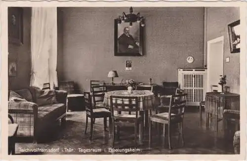 Ansichtskarte Teichwolframsdorf Erholungsheim - Tagesraum 1937