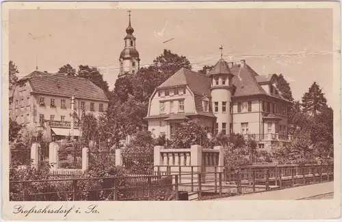 Großröhrsdorf Straßenpartie und Blick auf die Bäckerei