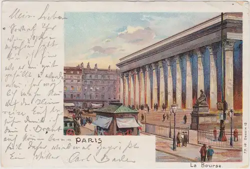 Paris La Bourse CPA Vintage Postcard 1900
