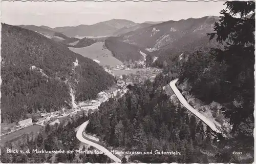 Gutenstein Blick von der Marktaussicht auf Mariahilfberg, Höhenstrasse und Gutenstein