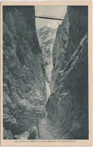 Grainau Höllentalklamm, mit Brücke und Wasserfall