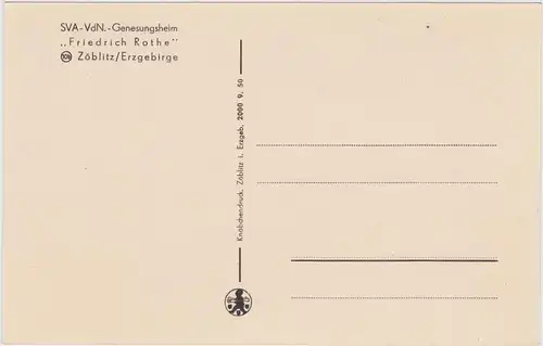 Ansichtskarte Zöblitz SVA-VdN.-Genesungsheim "Friedrich Rothe" 1960