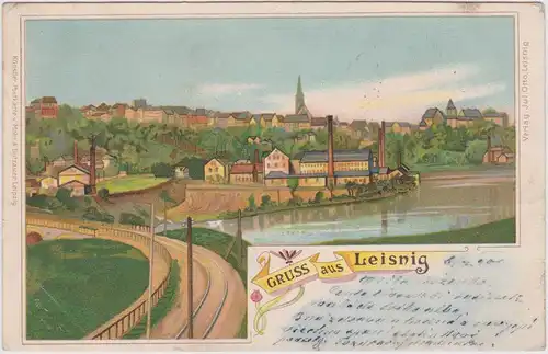 Leisnig Panorama (Künstlerkarte)