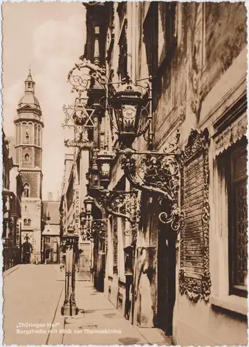 Fotokarte Leipzig Thüringer Hof Burgstraße mit Blick zur Thomaskirche 1961