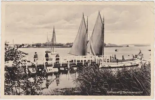 Schleswig (Sleswig/Slesvig) Schleiansicht, mit Segelbooten
