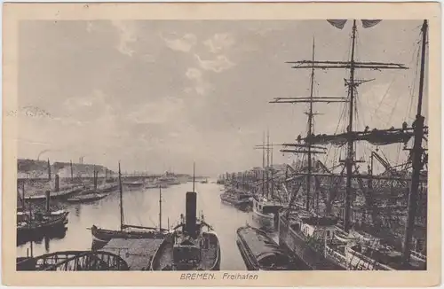 Bremen Freihafen, Dampfer und Segelschiffe