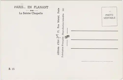 Paris La Sainte Chapelle CPA Ansichtskarte 1965