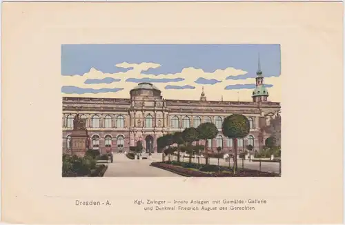 Innere Altstadt-Dresden Kgl. Zwinger - Innere Anlagen mit Gemälde-Gallerie und Denkmal Friedric