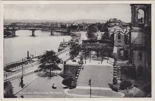 Ansichtskarte Dresden Blick auf die Stadt - Brühlsche Terrasse