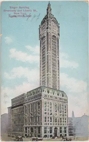 Manhattan-New York City Singer Building, Broadway  Liberty Street, Tower 1908