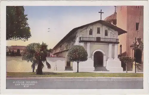 San Francisco Mission Dolores Vintage Postcard 1930