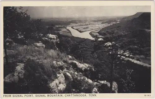 Chattanooga From Signal Point, Signal Mountain Postcard Tennessee 1928