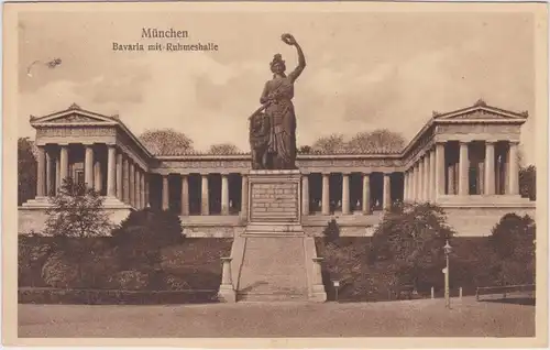 Ansichtskarte Ludwigsvorstadt München Bavaria mit Ruhmeshalle 1922