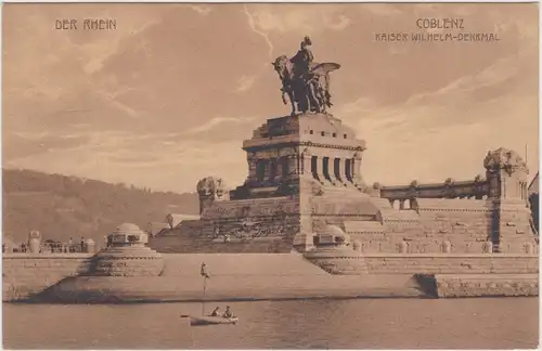 Koblenz Kaiser Wilhelm Denkmal Ansichtskarte 1917