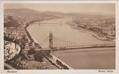 Budapest Dunai latkép  Ansichtskarte Magyar 1928